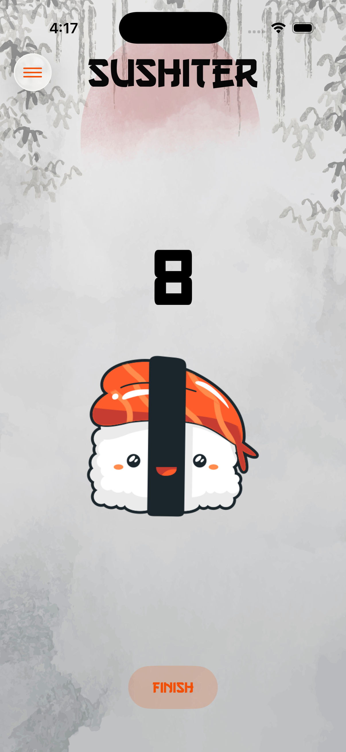 Sushiter counter showing 8 pieces
